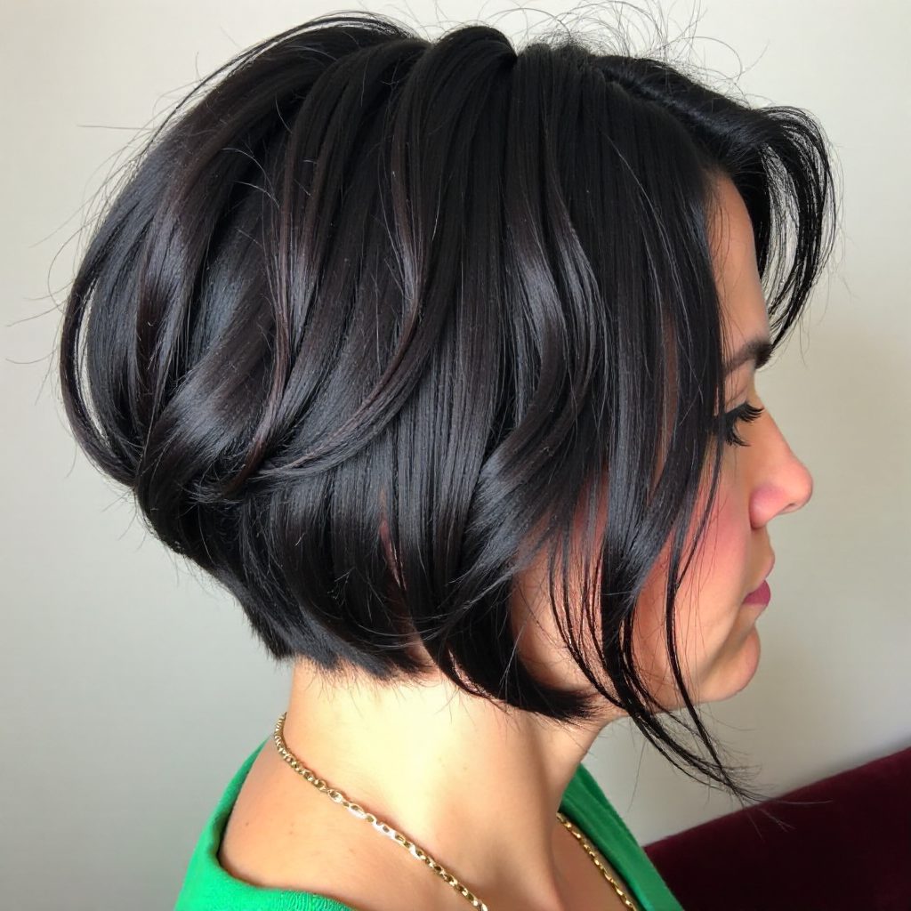 Sleek Rounded Brunette Bob