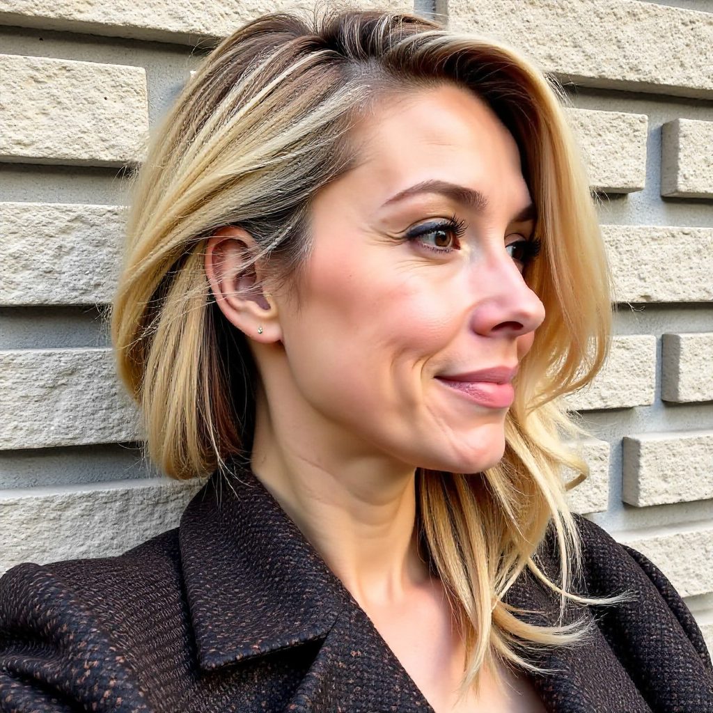 Short Blonde Shag with Shadow Roots