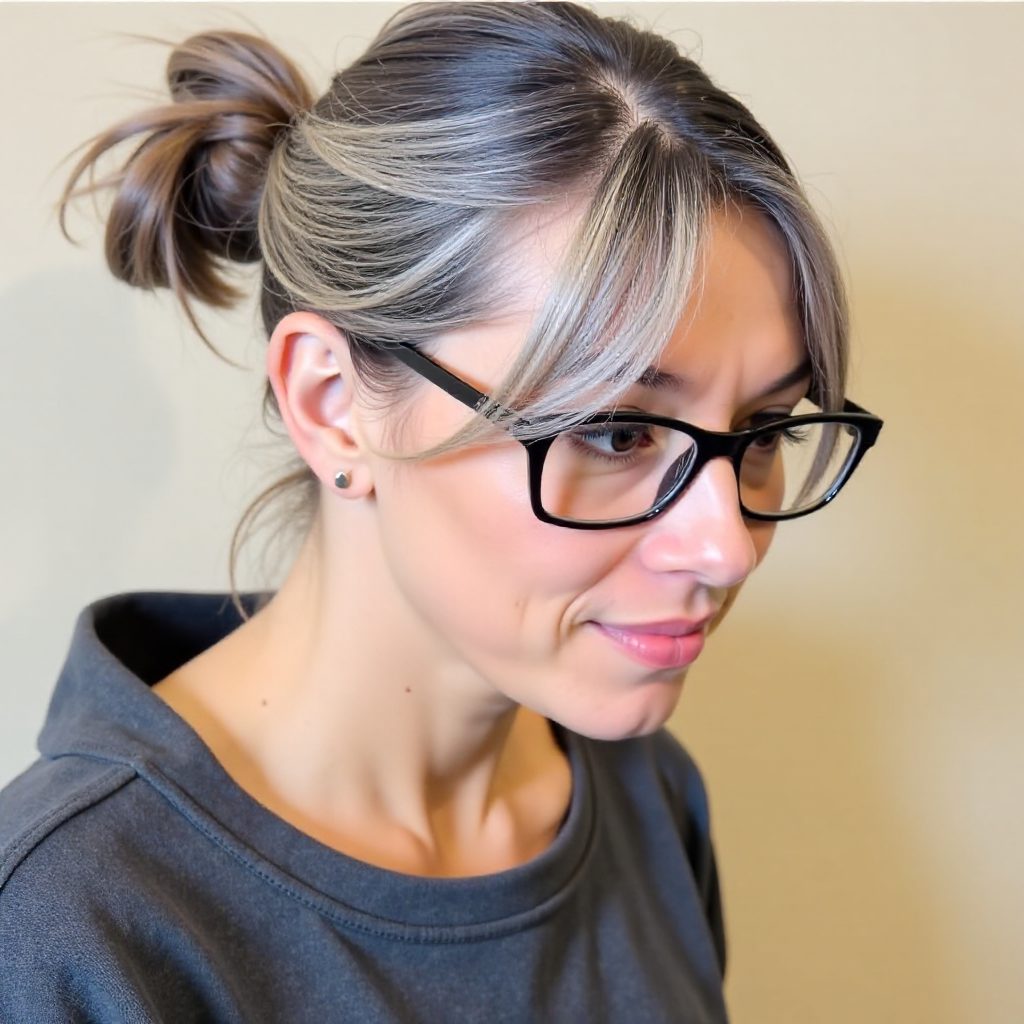 Asymmetric Gray Pixie with Long Fringe