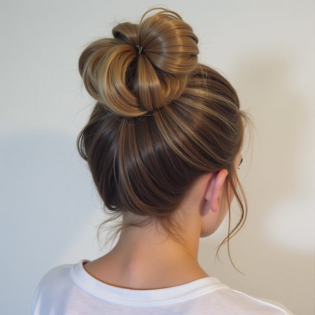 Upside Bown Dutch Braids into Messy Bun