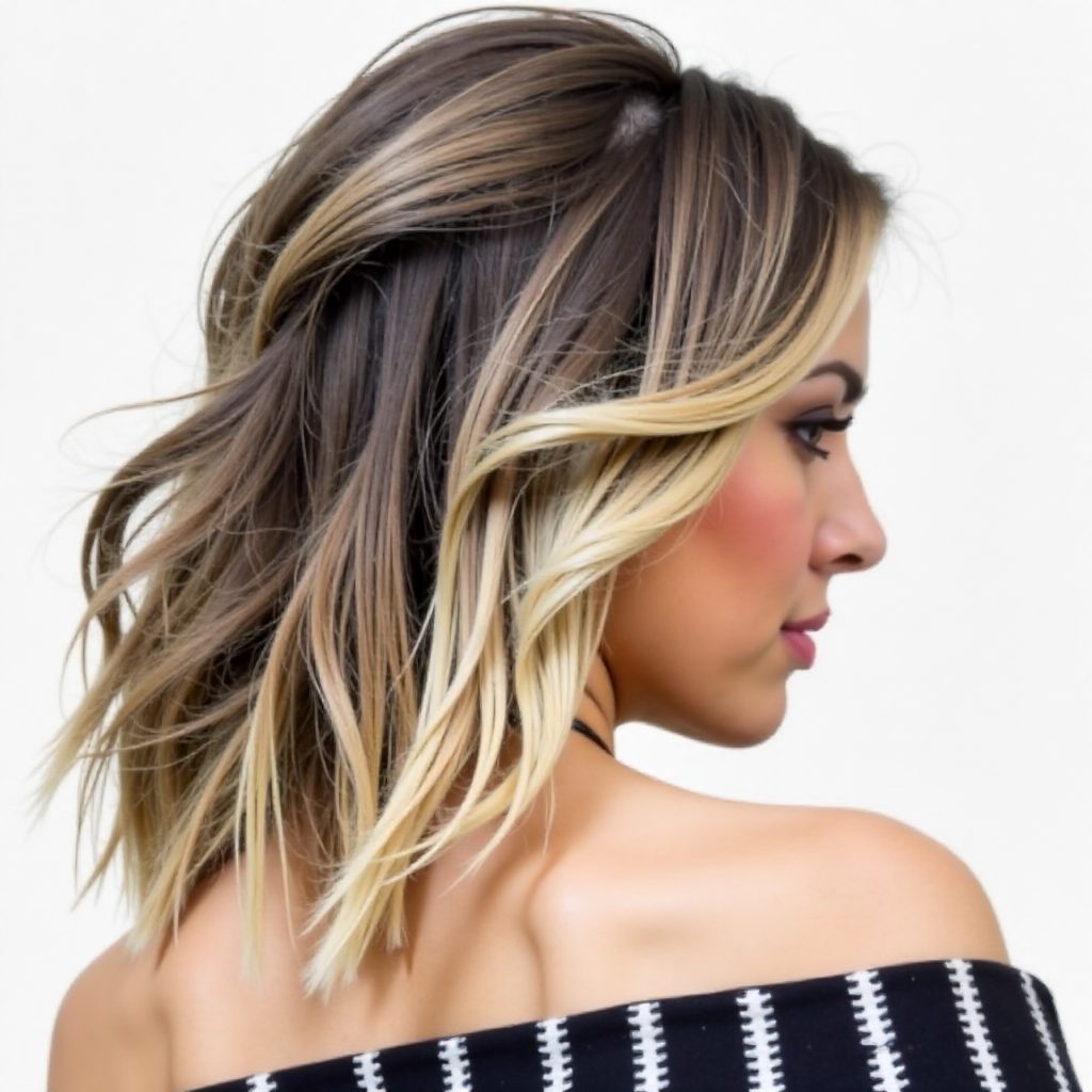 Lace Braid on Wavy Balayage Bob Hairstyle