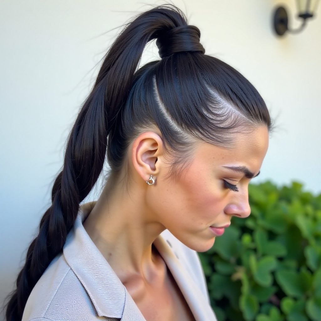 Stitch Braids into Long Braided Ponytail