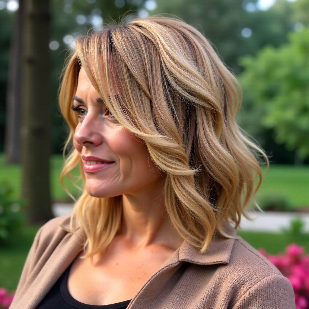 Straight Lob Haircut with Long Bangs