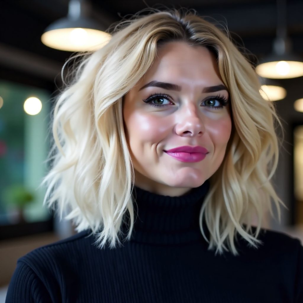 Messy Lob with Thin Bangs