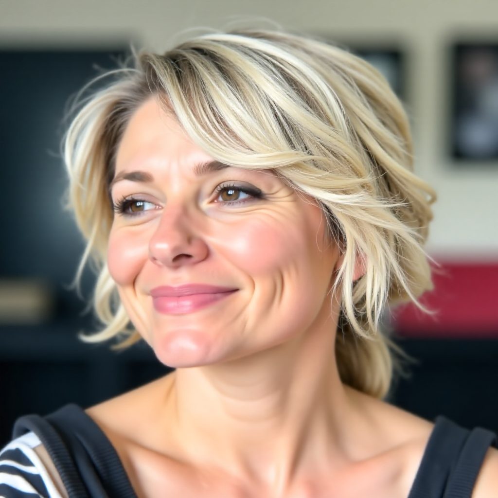 Voluminous Side Flipped Layered Bob