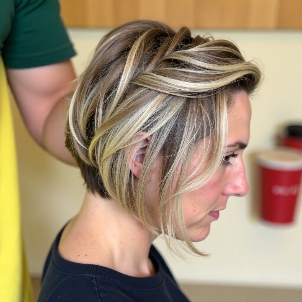 Inverted Bob with Distinct Highlights