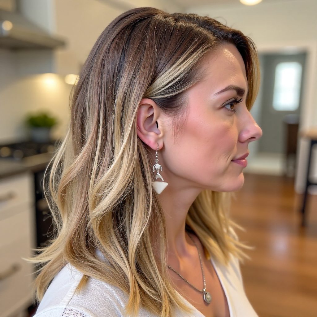 Shoulder Length Hairstyle with Accent Braid