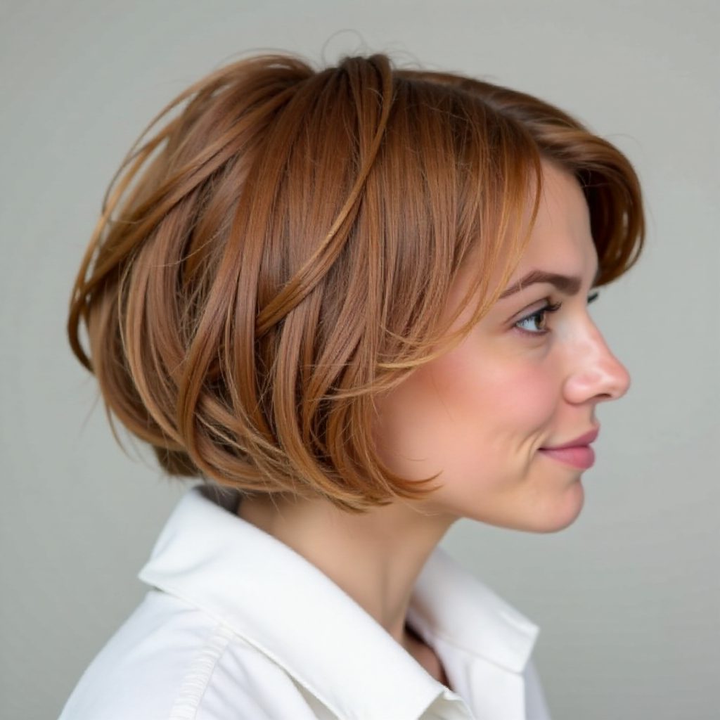 Red Retro Bob with Curtain Bangs