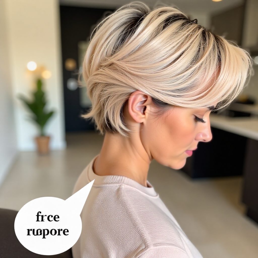 Pinkish Blonde Bixie with Long Sleek Fringe