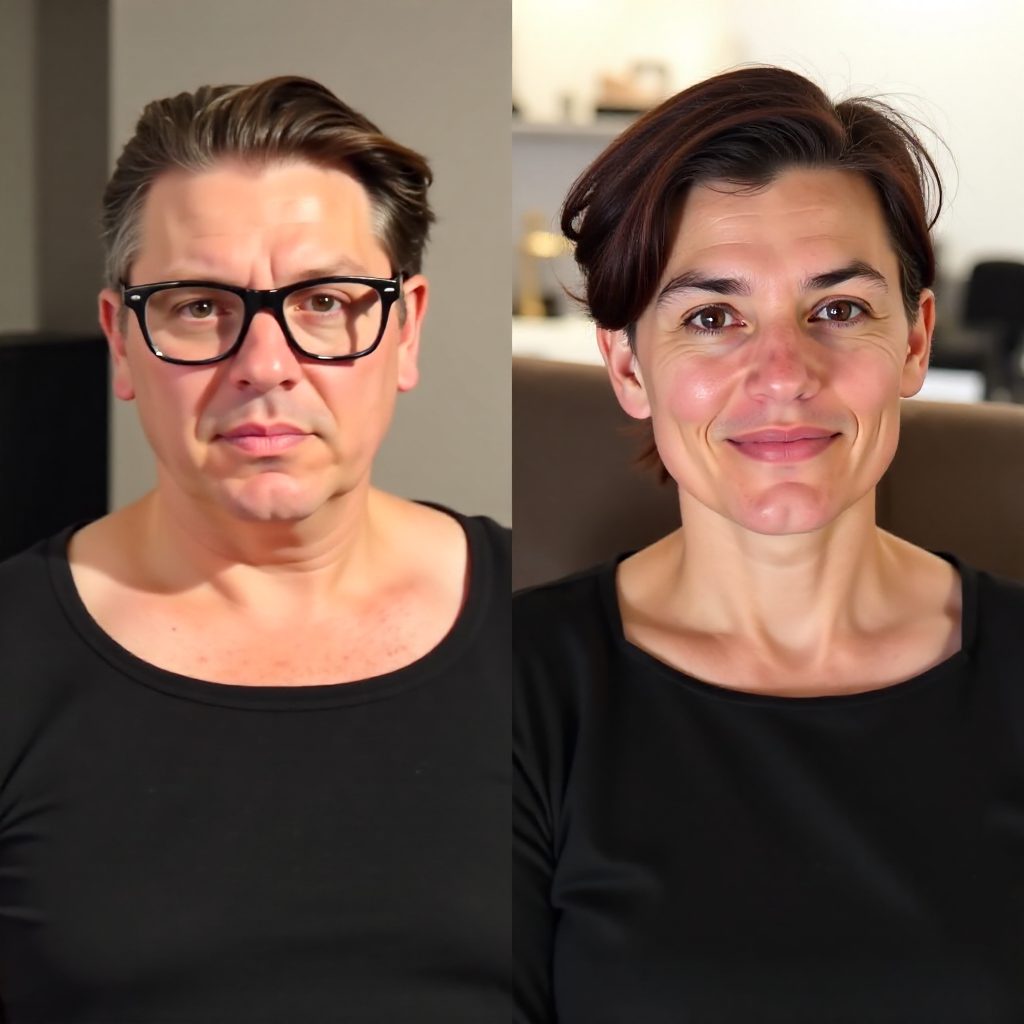 Side Combed Short Brunette Pixie