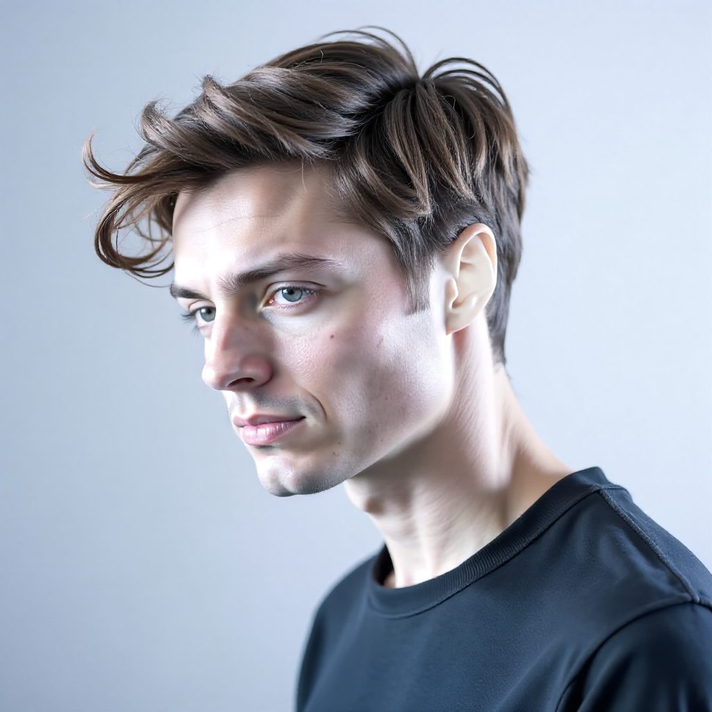 Long Taper Fade with Curtain Bangs