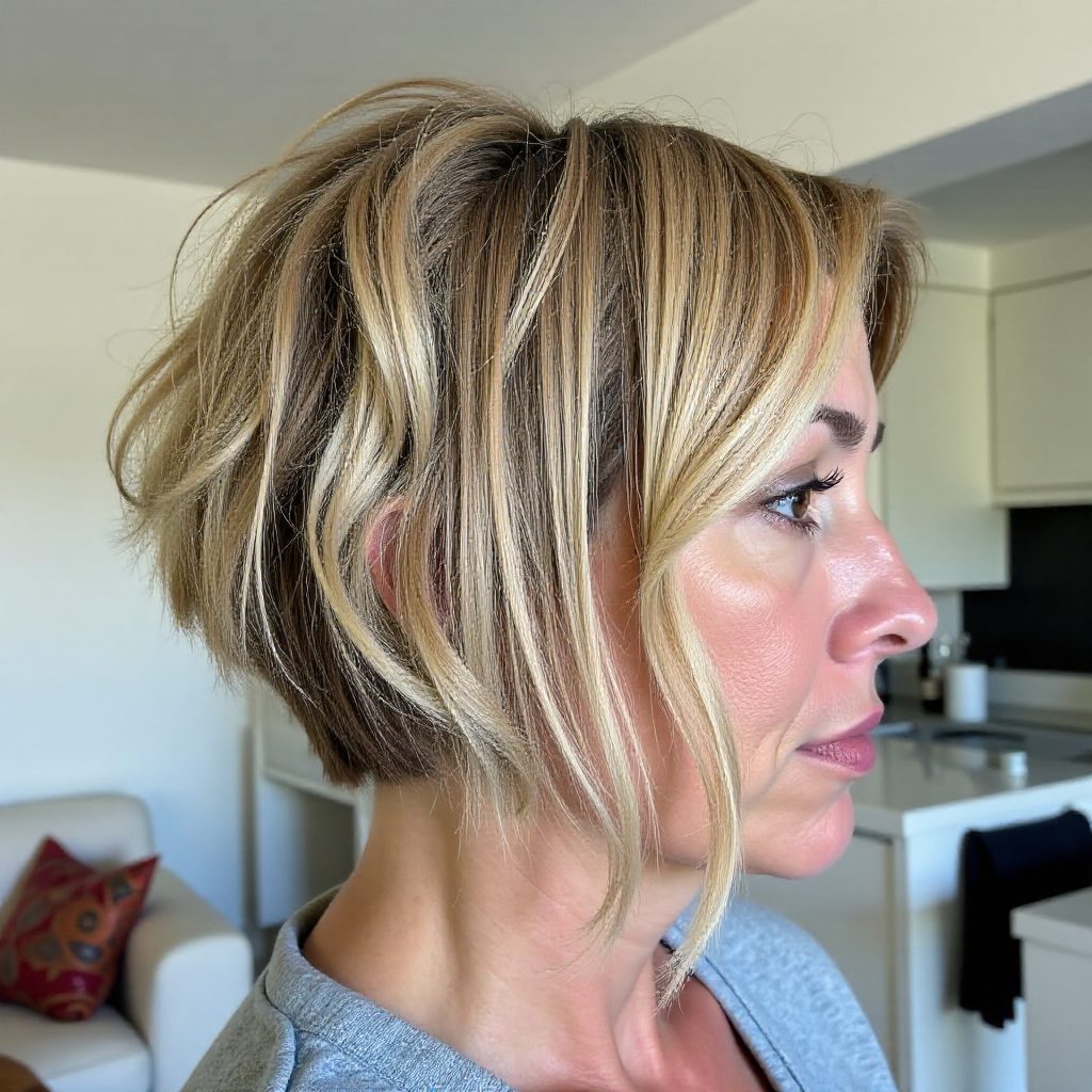 Silver Feathered Bob Hairstyle