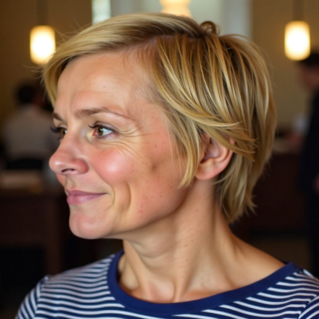 Short Razor Cut Hairstyle for Senior Ladies
