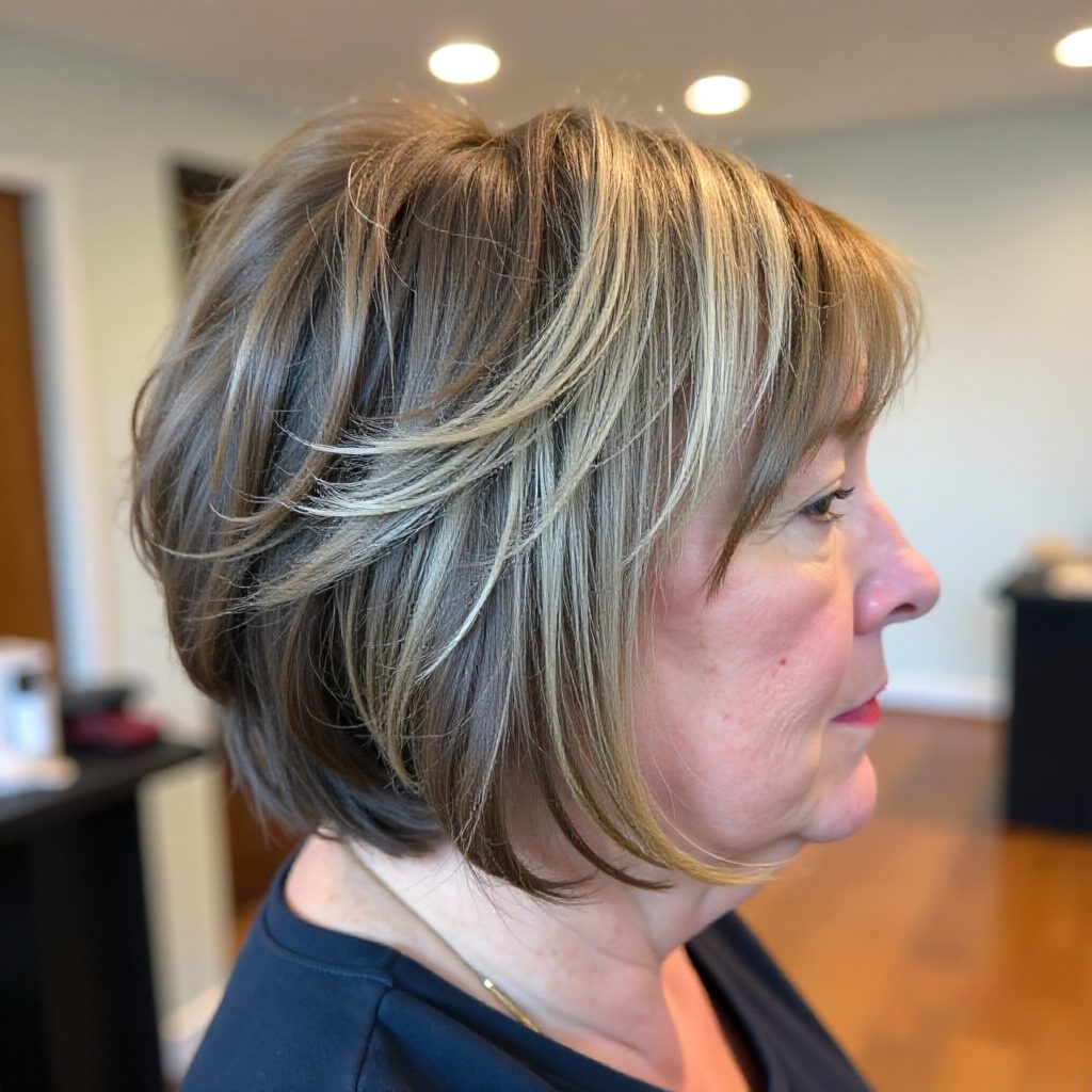 Short Feathered Bob for Thick Hair