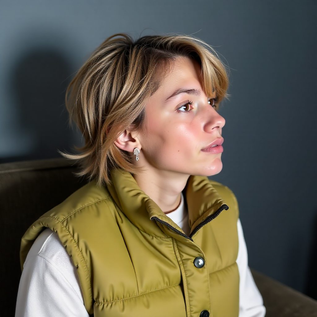 Side Parted Bob Cut for Ladies Over 70