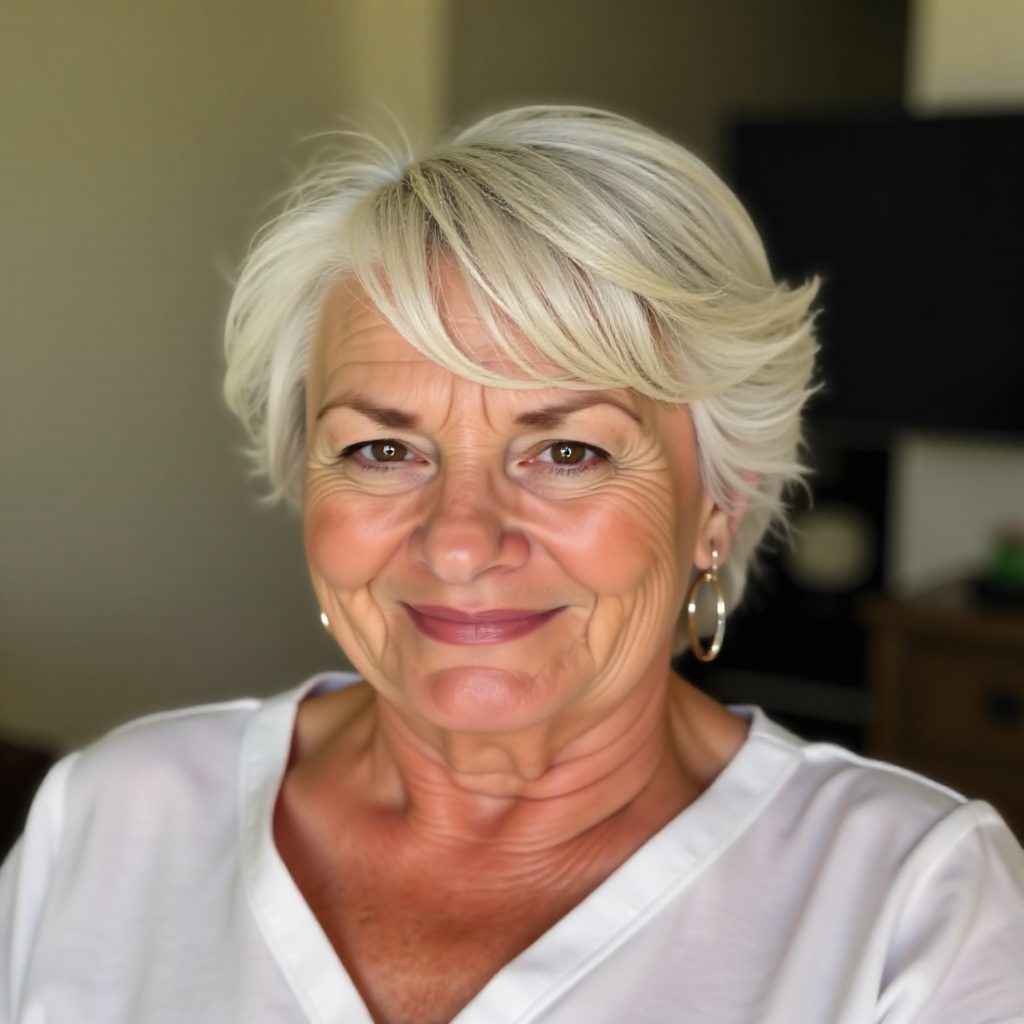 Platinum Short Hair with Side Bangs