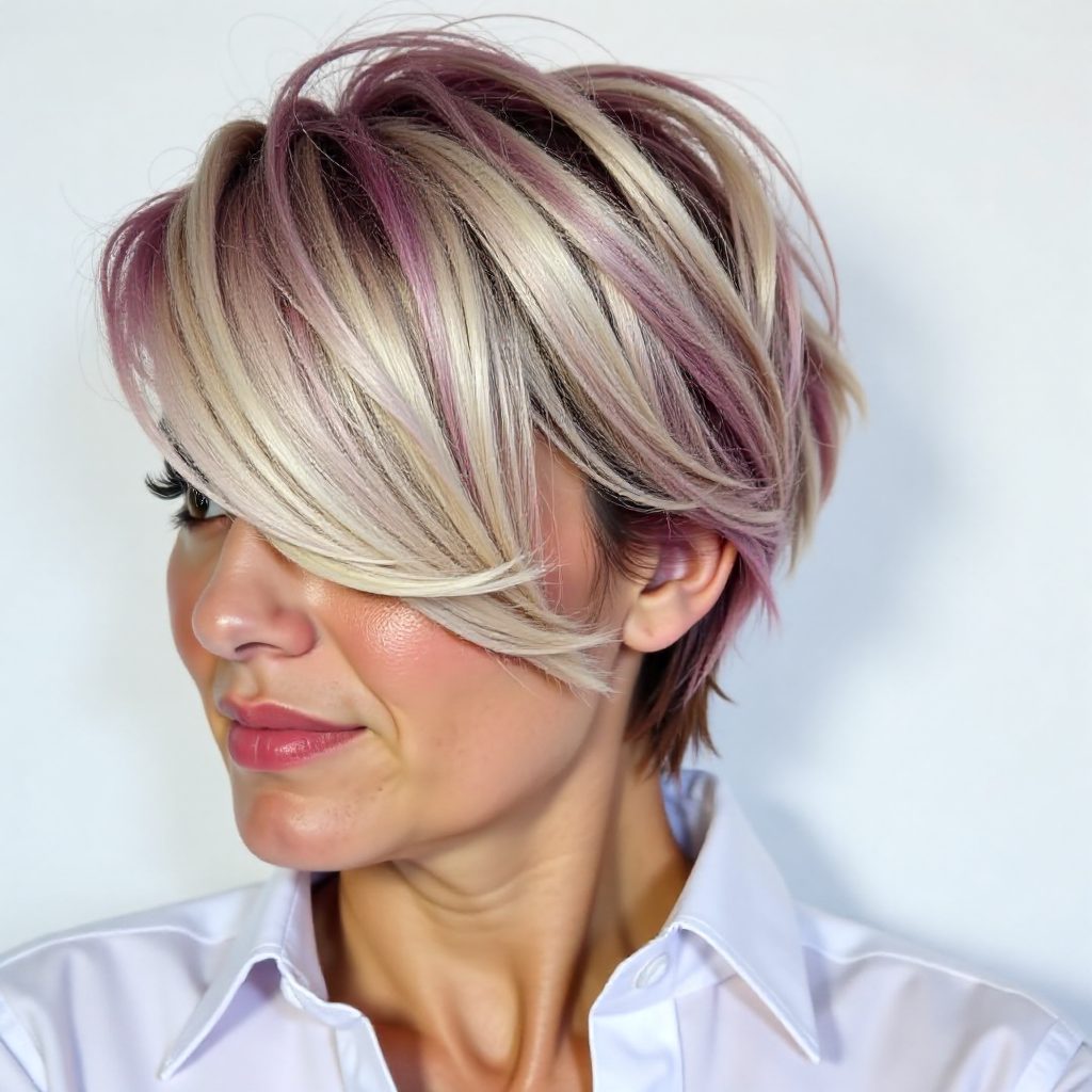 Golden Bronde Pixie with Long Fringe