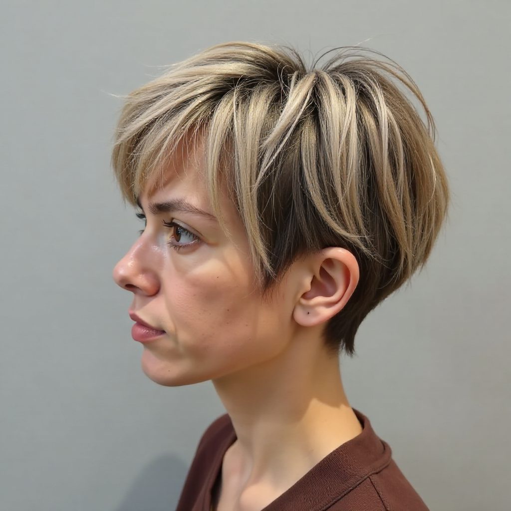 Highlighted Bixie with Long Side Bangs