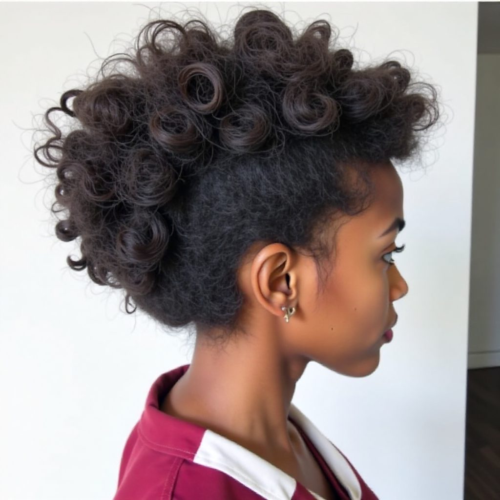 Black Hair with Pops of Strawberry Blonde Highlights