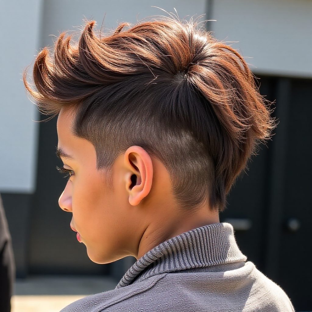 Short Natural Mohawk with Magenta Highlights