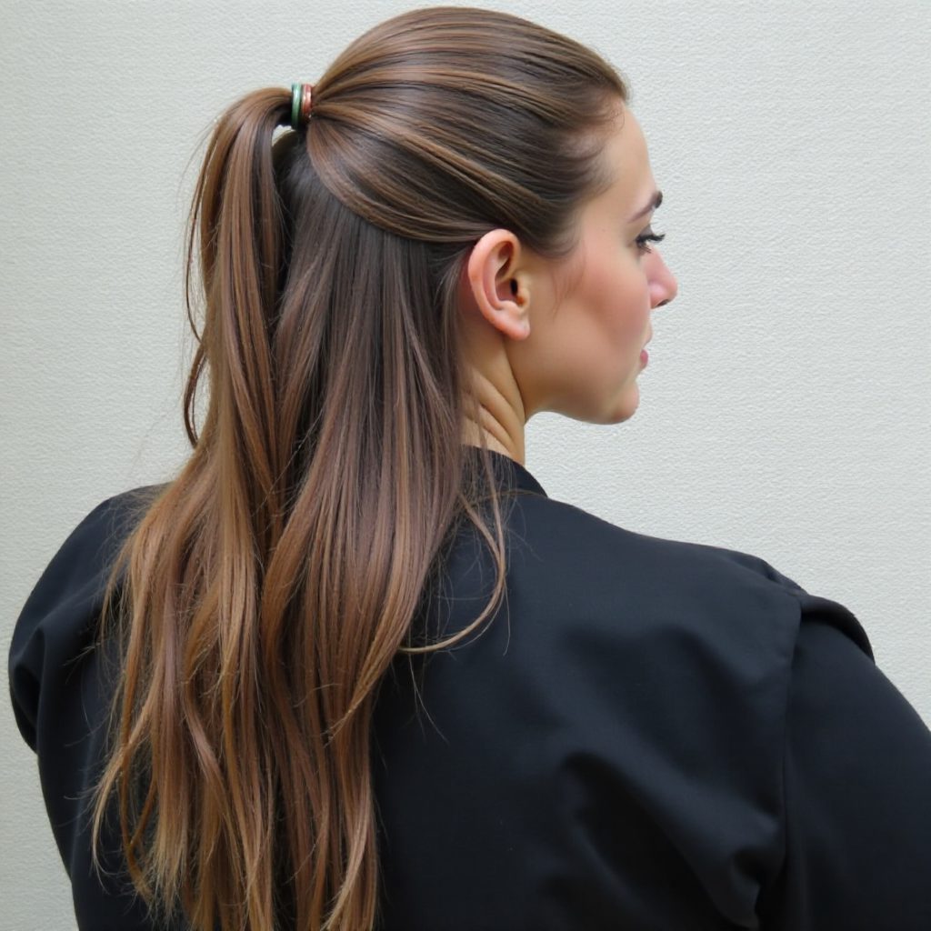 Smooth Long Hair with French Braid