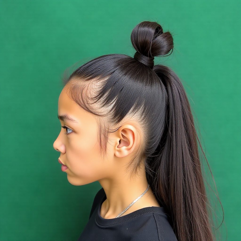 Half Bun with Cornrows and Curls