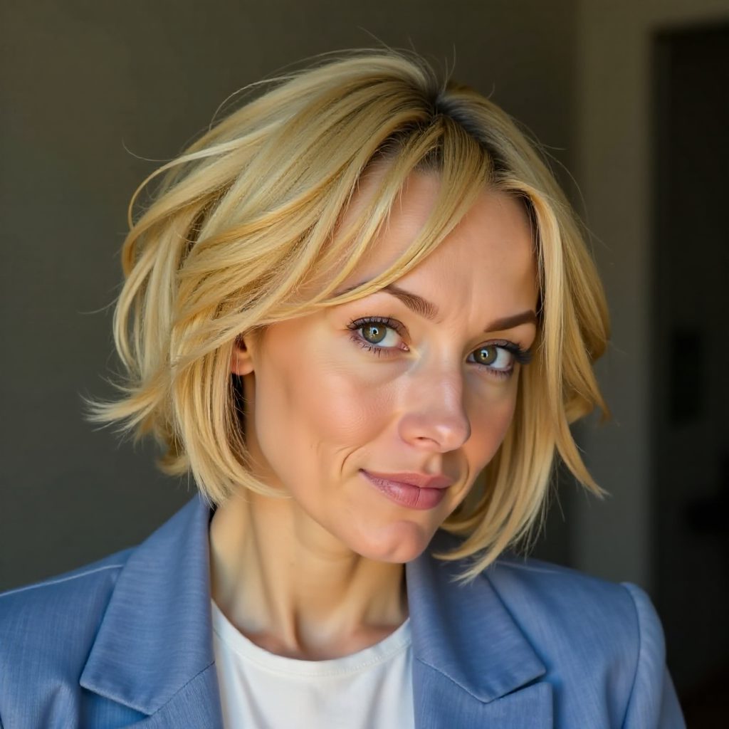 Short Bob Hairstyle with Bangs Over