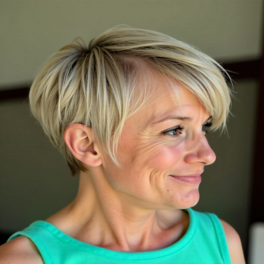 Short Rounded Bob with Straight Across Bangs