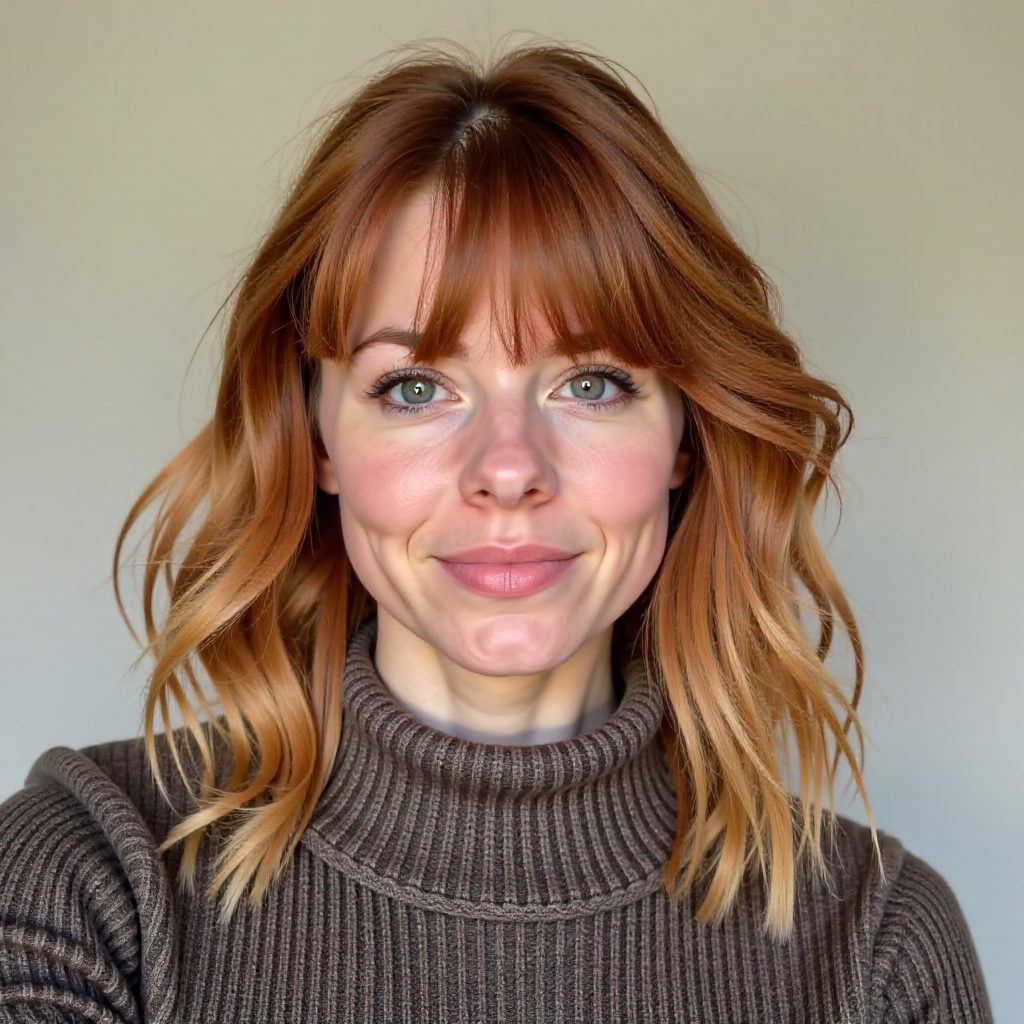 Medium Length Hairstyle for Women Over with Bangs