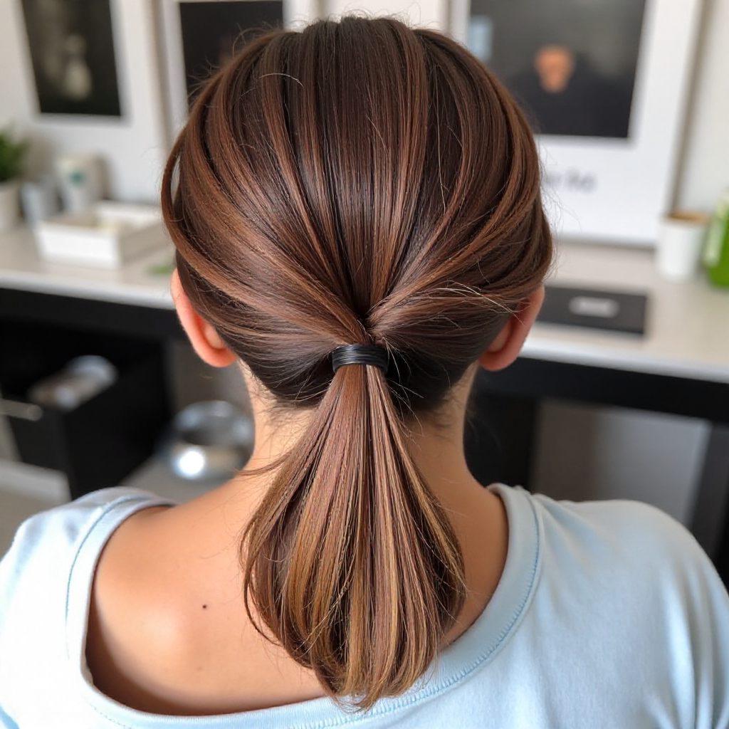 Sleek Low Ponytail Wrapped Around the Base