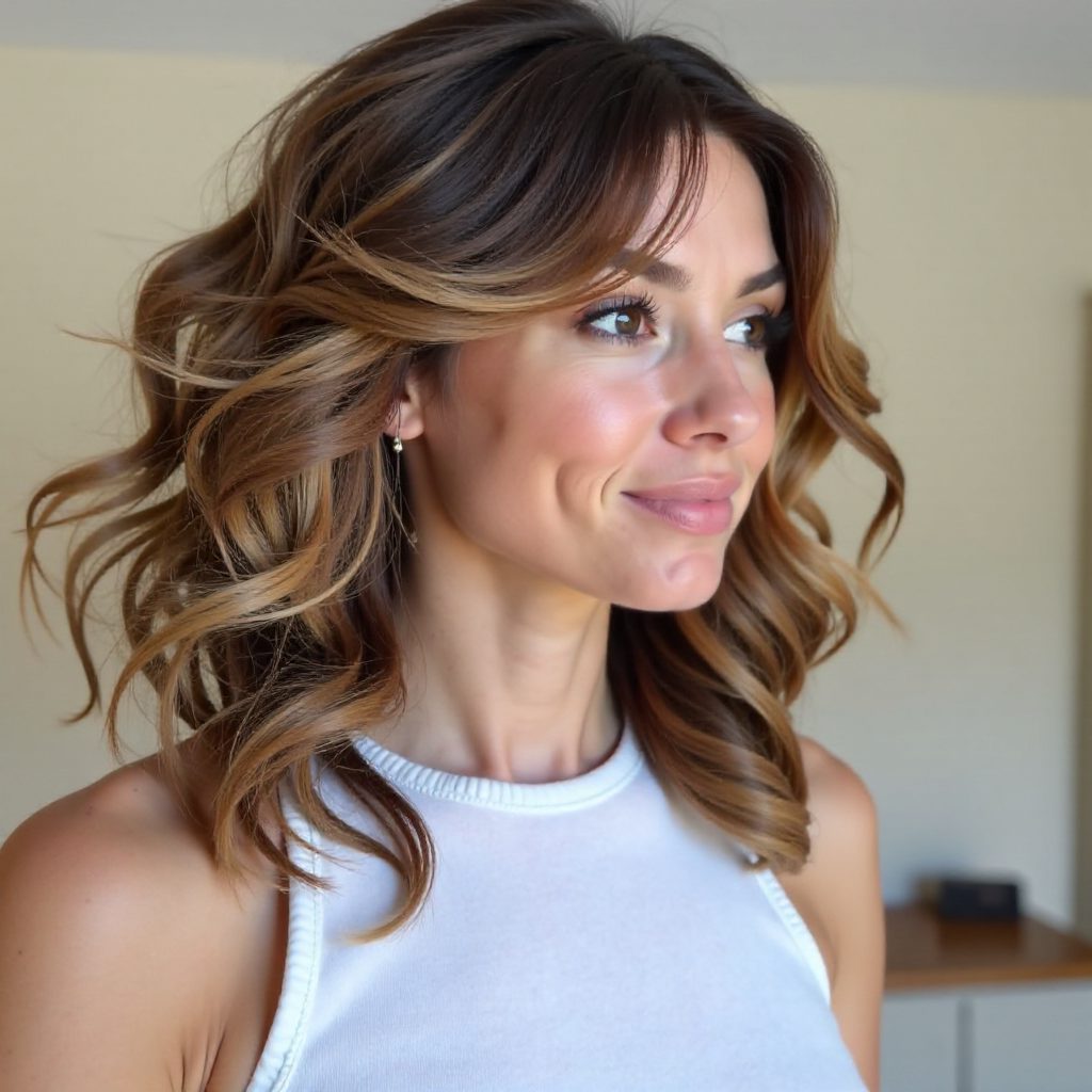Thick Shoulder Length Hair with Bangs Over