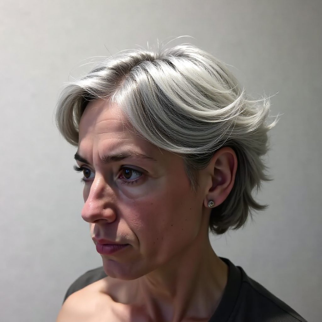 Silver Pixie with Asymmetrical Bangs