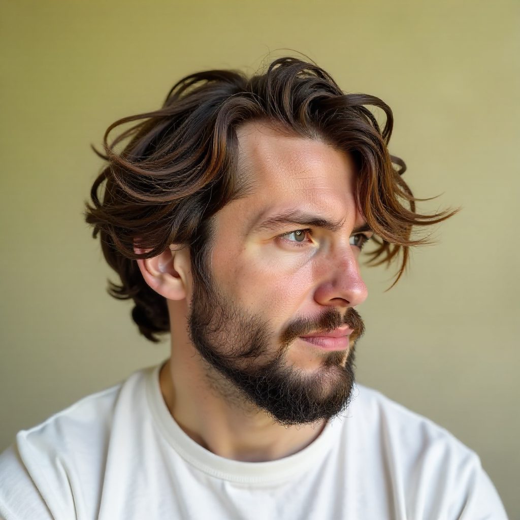 Curly Neck Length Hairstyle for Men