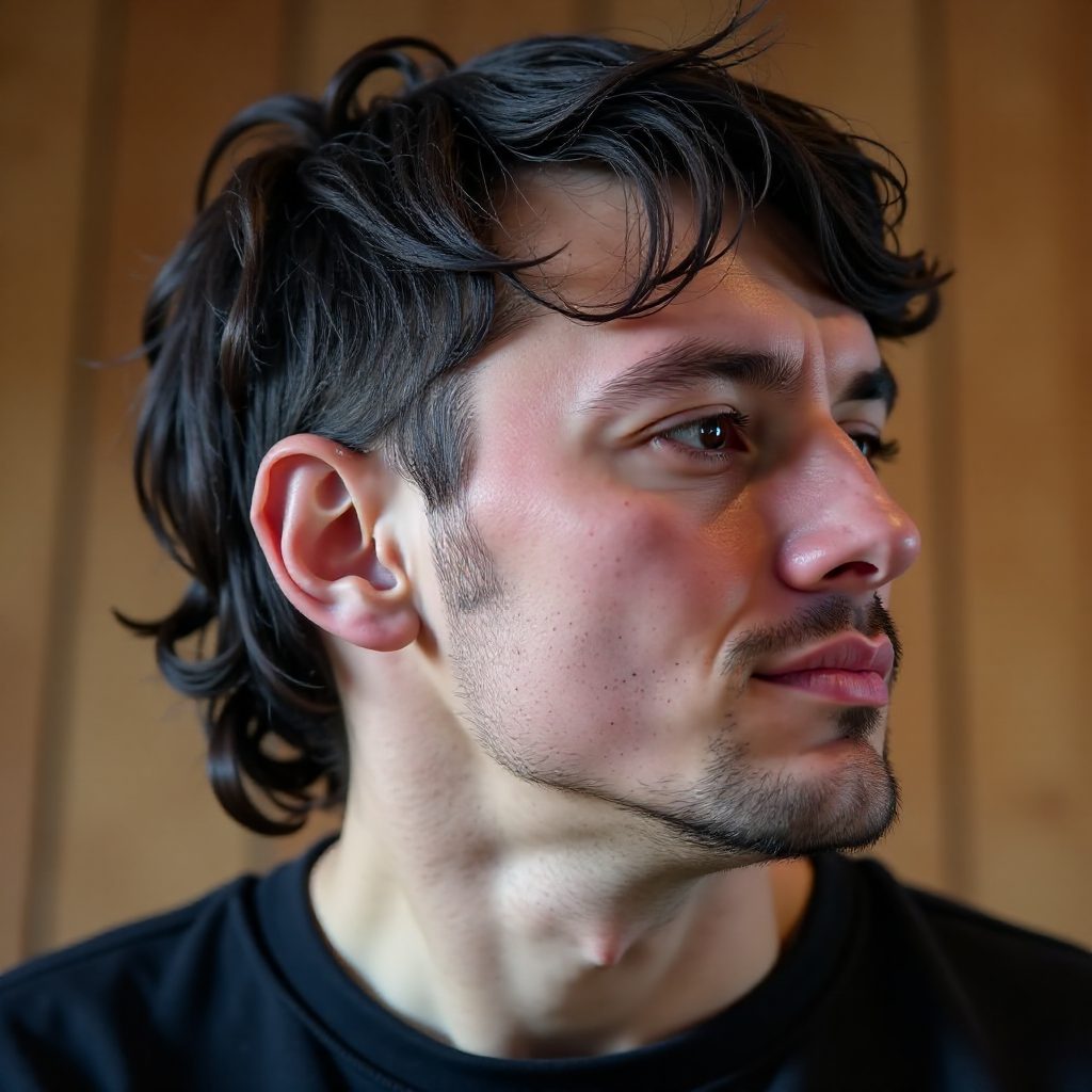 Mullet Haircut for Men with Long Curly Hair