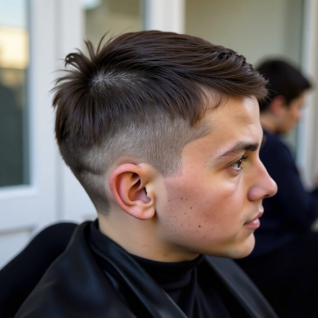 Low Burst Fade with Shaved Part