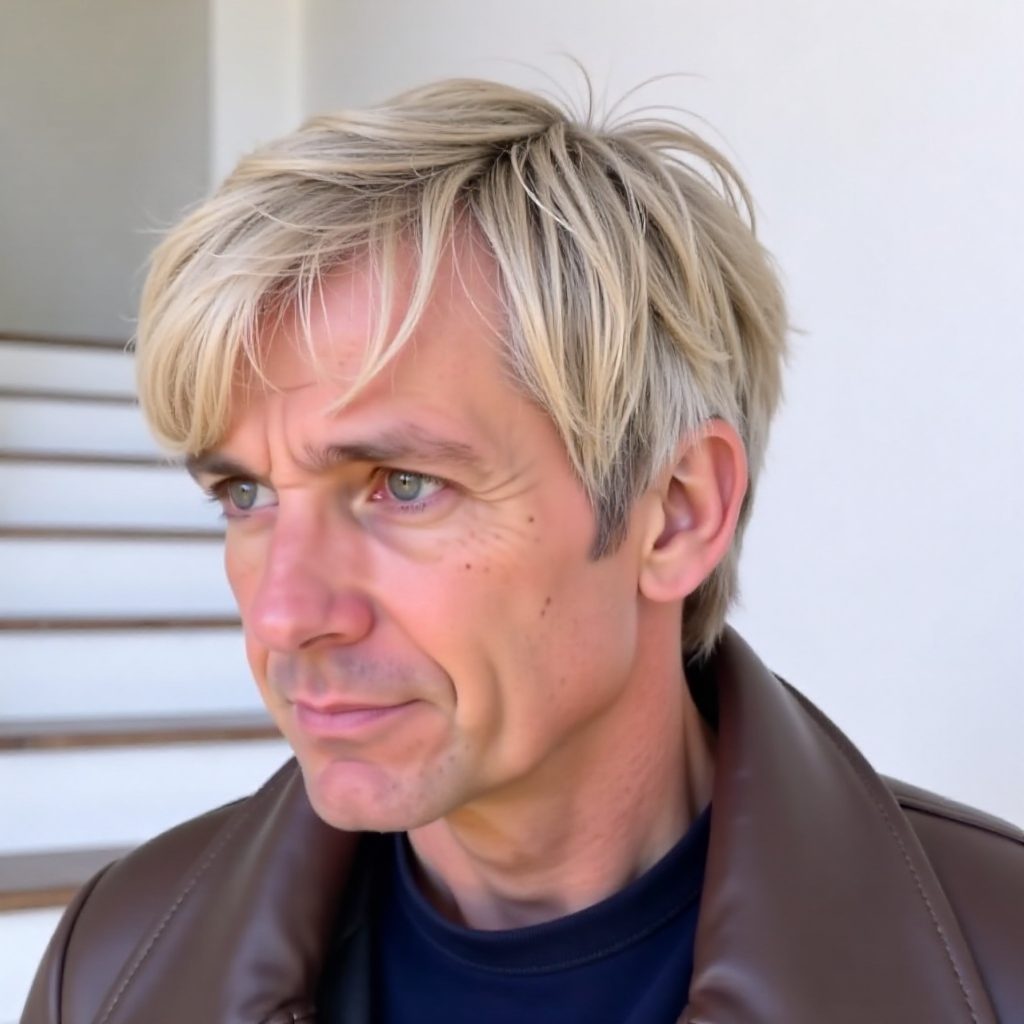 Sort Bleached Wispy Korean Haircut