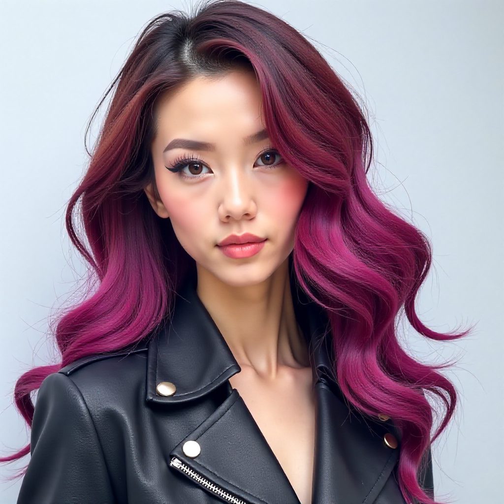 Black Cherry Money Piece Hairstyle