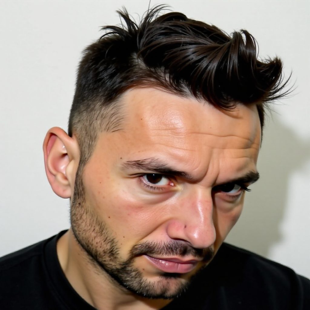 Guys Fade Haircut for a Widow's Peak