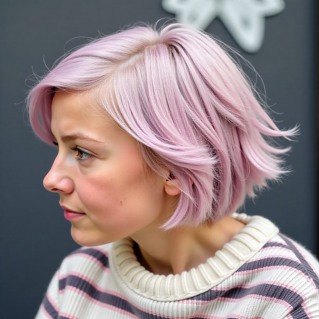 Over 60 Silver Bob with Pastel Highlights