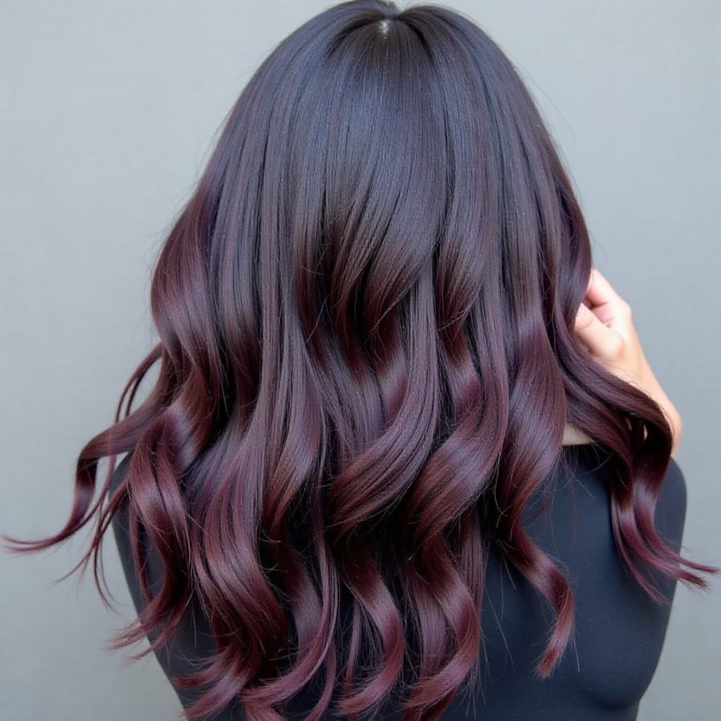 Red Black Cherry Hair with Violet Tint