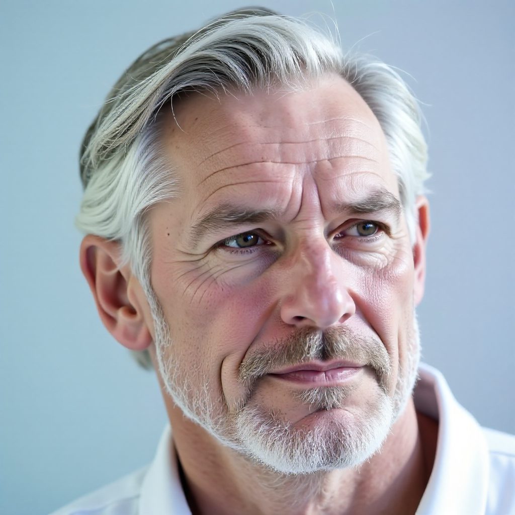 Side Part Widow's Peak Haircut for Older Men