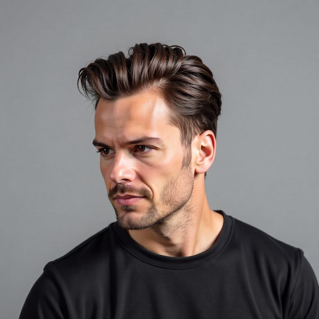 Men's Pompadour Widow's Peak Haircut