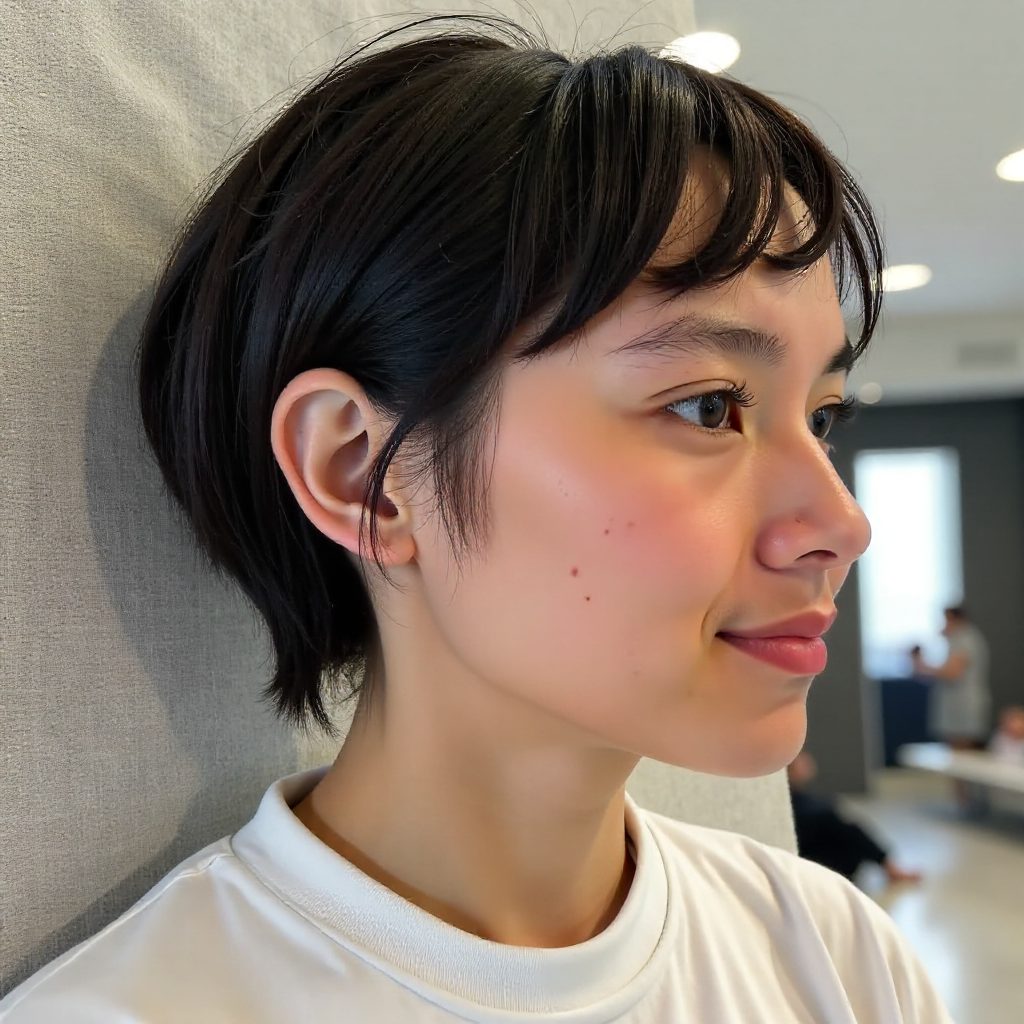 Shaggy Cut with Off-Center Rat Tail Hair