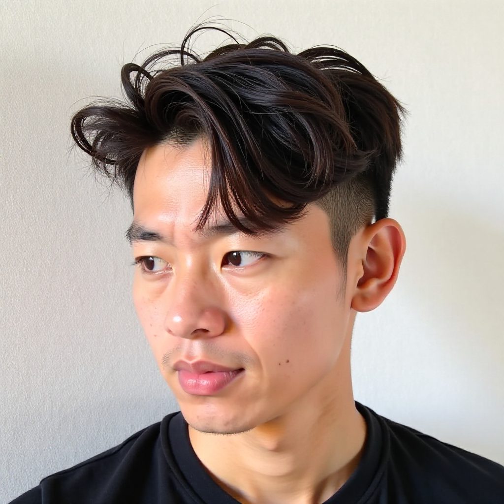 Two Block Haircut with Down Perm