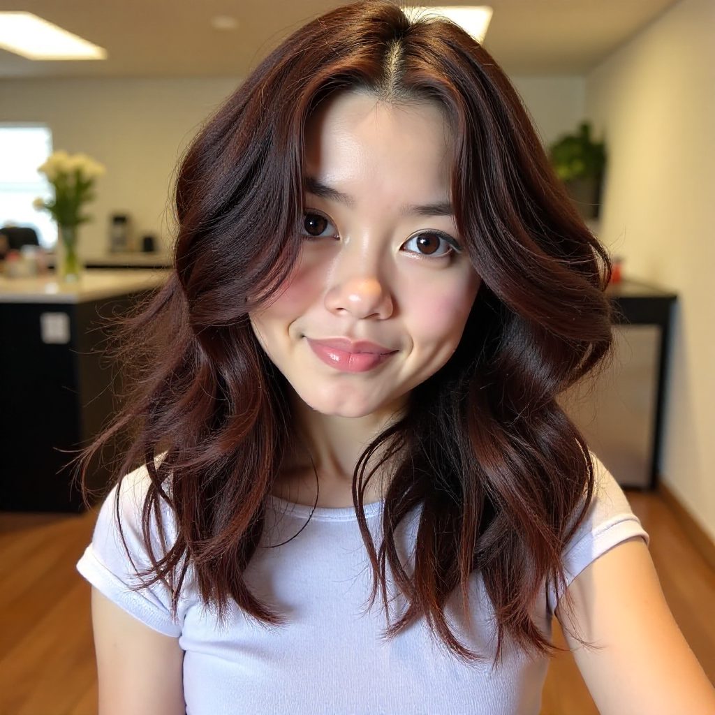 Dark Cherry Red Curly Hair