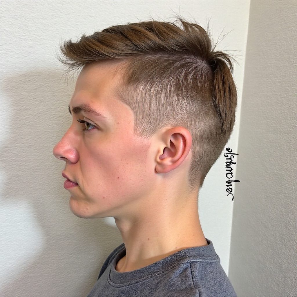 Bowl Cut with Dyed Rat Tail Hair