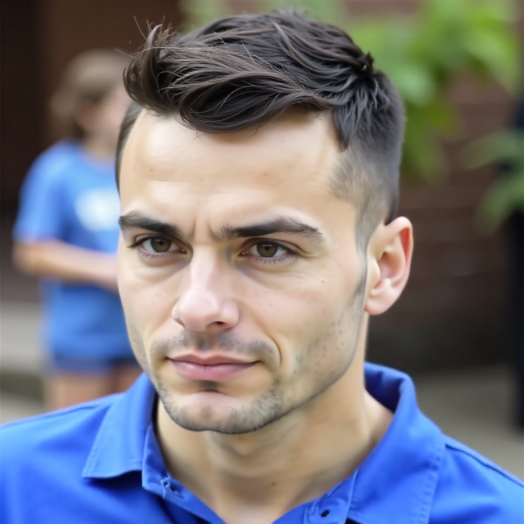 Taper Fade Widow's Peak Haircut for Men