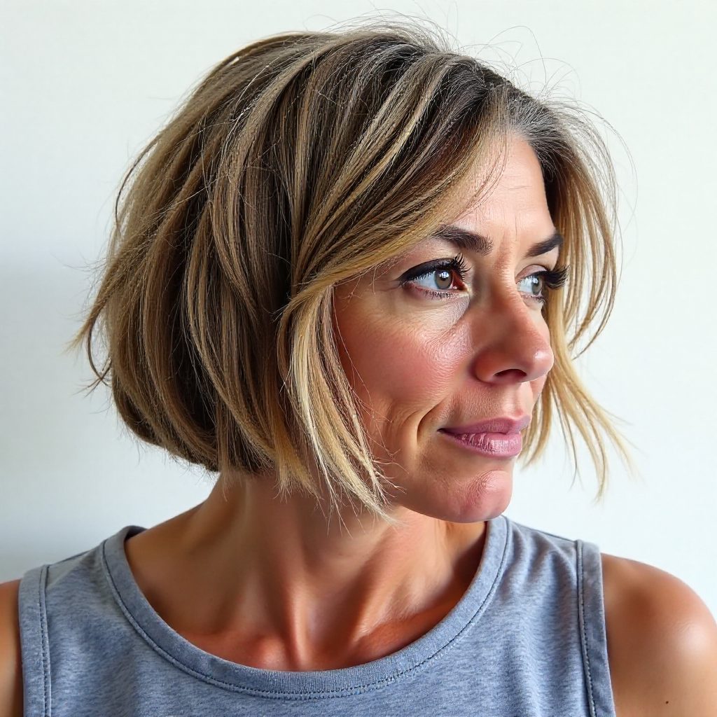 Blunt Bob for Older Women with Glasses