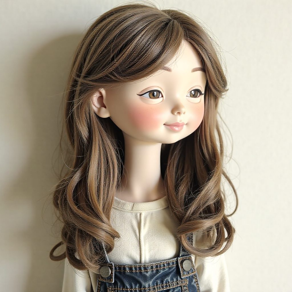Long Asian Hairstyle with Korean Bangs
