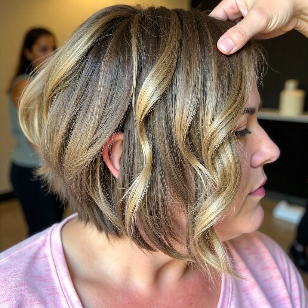 Textured Stacked Lob Haircut